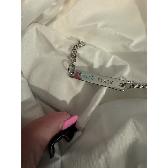 WHITE HOUSE BLACK MARKET lace chevron puffer coat jacket Large - Picture 6 of 9